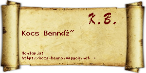 Kocs Bennó névjegykártya